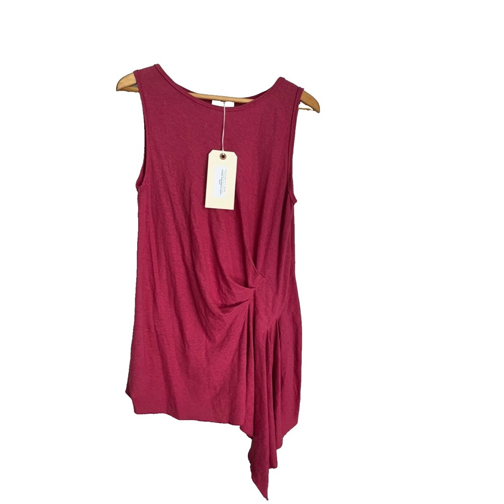 NWT Anthropologie T.la Tank Raspberry Pink Tucked Asymmetric  Hemp Size Small